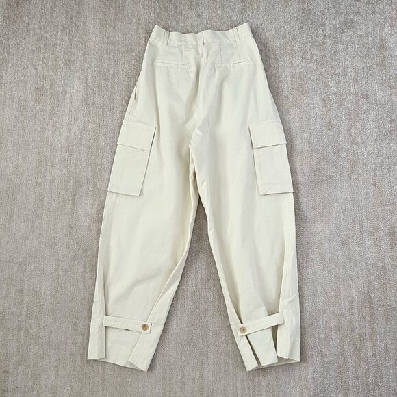 Blossom Cotton High Rise Pleated Utility Cargo Pants S - Picture 4 of 9